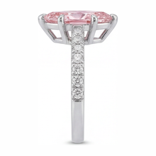 Afbeelding in Gallery-weergave laden, Roze diamanten ring 2 karaat labgekweekt marquise pavé 14k witgoud