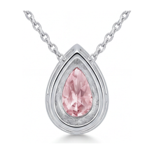 Afbeelding in Gallery-weergave laden, Roze diamanten ketting 2 karaat labgekweekt peervormige halo hanger 14K witgoud
