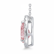 Afbeelding in Gallery-weergave laden, Roze diamanten ketting 2 karaat labgekweekt peervormige halo hanger 14K witgoud