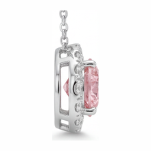 Afbeelding in Gallery-weergave laden, Roze diamanten ketting 2 karaat labgekweekte ronde halo hanger 14k witgoud