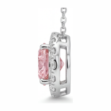 Afbeelding in Gallery-weergave laden, Roze diamanten ketting 2 karaat labgekweekte ronde halo hanger 14k witgoud
