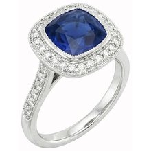 Afbeelding in Gallery-weergave laden, echte round saffier 2karaat ring close-up detail