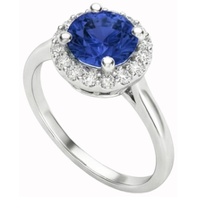Afbeelding in Gallery-weergave laden, echte round saffier 2karaat ring close-up detail