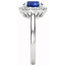 Afbeelding in Gallery-weergave laden, 2 ct ronde Ceylon saffier Halo Natuurlijke echte diamanten ( niet in een laboratorium gekweekt ) ring