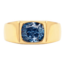 Afbeelding in Gallery-weergave laden, 2 karaat Gypsy Blue Cushion Diamond Solitaire ring voor heren geel goud