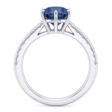 Afbeelding in Gallery-weergave laden, 2 karaat blauwe Diamanten verlovingsring 6-tands edelsteen