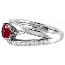 Afbeelding in Gallery-weergave laden, 2 karaat rode robijn met Natuurlijke echte diamanten ( niet in een laboratorium gekweekt ) ring wit goud 14K