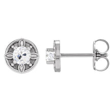 Afbeelding in Gallery-weergave laden, 2 karaat ronde Echt Diamanten Oorknopjes Oude Mijnwerker Push-Backs Gouden Sieraden