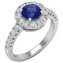 Afbeelding in Gallery-weergave laden, echte round saffier 2karaat ring close-up detail