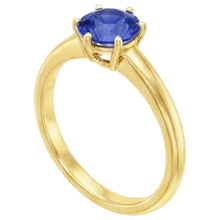 Afbeelding in Gallery-weergave laden, echte round saffier 2karaat ring close-up detail