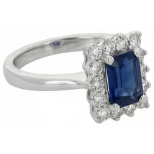 Afbeelding in Gallery-weergave laden, 2 karaats smaragdgroene Ceylon saffier en Natuurlijke echte diamanten ( niet in een laboratorium gekweekt ) ring wit goud 14K