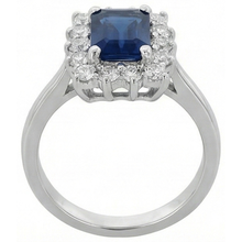 Afbeelding in Gallery-weergave laden, 2 karaats smaragdgroene Ceylon saffier en Natuurlijke echte diamanten ( niet in een laboratorium gekweekt ) ring wit goud 14K