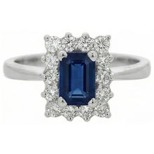 Afbeelding in Gallery-weergave laden, 2 karaats smaragdgroene Ceylon saffier en Natuurlijke echte diamanten ( niet in een laboratorium gekweekt ) ring wit goud 14K