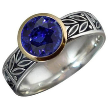 Afbeelding in Gallery-weergave laden, 2 karaats solitaire ring rond Tanzanite AAA antieke stijl sieraden