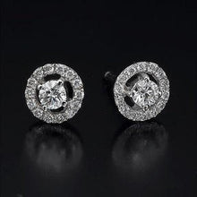 Afbeelding in Gallery-weergave laden, 2,28 Ct Briljant Geslepen Echt Diamanten Dames Halo Oorknopjes Met Jassen