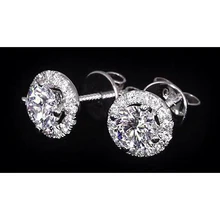Afbeelding in Gallery-weergave laden, 2.32 Karaat Echt Diamanten Halo Oorknopjes
