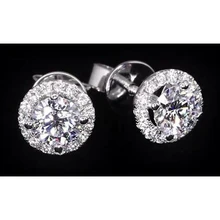 Afbeelding in Gallery-weergave laden, 2.32 Karaat Echt Diamanten Halo Oorknopjes