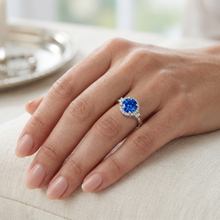 Afbeelding in Gallery-weergave laden, 2.90 Ct Solitaire met accenten Ceylon blauwe saffier Natuurlijke echte diamanten ( niet in een laboratorium gekweekt ) ring