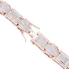 Afbeelding in Gallery-weergave laden, 20 Karaat Pave Set Prinses Geslepen Echt Diamanten Heren Armband Wit Goud 14K