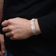 Afbeelding in Gallery-weergave laden, 20 Karaat Pave Set Prinses Geslepen Echt Diamanten Heren Armband Wit Goud 14K