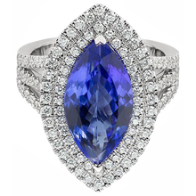 Afbeelding in Gallery-weergave laden, 21.25 Karaat Solitaire Met Accent Tanzaniet Met Natuurlijke uit de aarde gewonnen Diamanten Ring Goud 14K