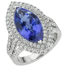 Afbeelding in Gallery-weergave laden, 21.25 Karaat Solitaire Met Accent Tanzaniet Met Natuurlijke uit de aarde gewonnen Diamanten Ring Goud 14K