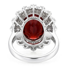 Afbeelding in Gallery-weergave laden, 21,75 ct. Hessoniet granaat en Natuurlijke echte diamanten ( niet in een laboratorium gekweekt ) trouwring 14K witgoud