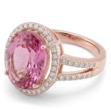 Afbeelding in Gallery-weergave laden, 25 Karaat Prong Gezet Kunziet En Natuurlijke uit de aarde gewonnen Diamanten Trouwring Roségoud 14K