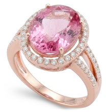 Afbeelding in Gallery-weergave laden, 25 Karaat Prong Gezet Kunziet En Natuurlijke uit de aarde gewonnen Diamanten Trouwring Roségoud 14K