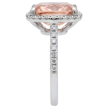 Afbeelding in Gallery-weergave laden, 25,25 karaat Morganite en Natuurlijke echte diamanten ( niet in een laboratorium gekweekt ) trouwring goud wit 14K