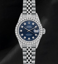 Afbeelding in Gallery-weergave laden, Rolex Datejust 6916 26mm Blauwe Diamanten Wijzerplaat Diamanten Lunette Roestvrij Staal Horloge