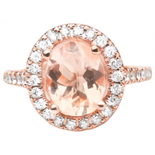Afbeelding in Gallery-weergave laden, 27,50 ct Solitaire met accent Morganite met Natuurlijke echte diamanten ( niet in een laboratorium gekweekt ) Ring goud 14k