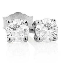 Afbeelding in Gallery-weergave laden, echte round diamant 2karaat oorbel vooraanzicht