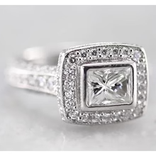 Afbeelding in Gallery-weergave laden, 2 Karaat Halo Prinses Echt Diamanten Ring F VS1 VVS1 WitGoud 14K