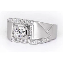 Afbeelding in Gallery-weergave laden, 2 Karaat Ronde Echt Diamanten Herenjubileumring Witgoud 14K Sieraden