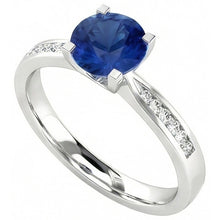 Afbeelding in Gallery-weergave laden, echte round saffier 2karaat ring close-up detail