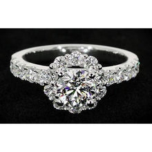 Afbeelding in Gallery-weergave laden, 2 Karaats Bloem Stijl Echt Diamanten Verlovingsring Wit Goud 14K
