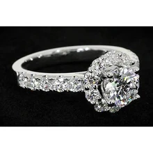 Afbeelding in Gallery-weergave laden, 2 Karaats Bloem Stijl Echt Diamanten Verlovingsring Wit Goud 14K
