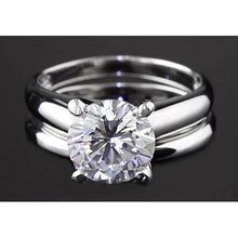 Afbeelding in Gallery-weergave laden, 2 Karaats Echt Diamant Ronde Verlovingsring Set 4 Prong Setting