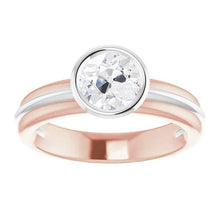 Afbeelding in Gallery-weergave laden, 2 Karaats Solitaire Old Miner Echt Diamond Ring Bezel Set Two Tone Gold
