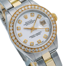 Afbeelding in Gallery-weergave laden, Datumjust Rolex dameshorloge tweekleurige Oester-armband met diamanten wijzerplaat