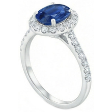 Afbeelding in Gallery-weergave laden, echte round saffier 2.25karaat ring close-up detail