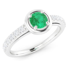 Afbeelding in Gallery-weergave laden, 2,25 karaat groene smaragd en Natuurlijke echte diamanten ( niet in een laboratorium gekweekt ) ring wit goud 14K