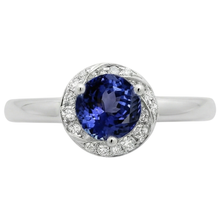 Afbeelding in Gallery-weergave laden, 2,25 karaats ronde centrum Tanzanite fancy Natuurlijke echte diamanten ( niet in een laboratorium gekweekt ) ring Nieuw