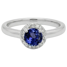 Afbeelding in Gallery-weergave laden, 2,25 karaats ronde centrum Tanzanite fancy Natuurlijke echte diamanten ( niet in een laboratorium gekweekt ) ring Nieuw