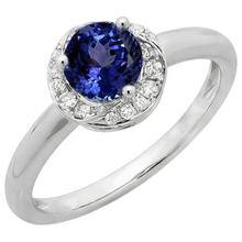 Afbeelding in Gallery-weergave laden, 2,25 karaats ronde centrum Tanzanite fancy Natuurlijke echte diamanten ( niet in een laboratorium gekweekt ) ring Nieuw