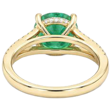 Afbeelding in Gallery-weergave laden, 2,30 karaat Prong groene smaragd met Natuurlijke echte diamanten ( niet in een laboratorium gekweekt ) ring edelsteen geel goud 14K