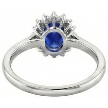 Afbeelding in Gallery-weergave laden, 2,5 karaat blauwe ovaal geslepen saffier en Natuurlijke echte diamanten ( niet in een laboratorium gekweekt ) ring wit goud 14K