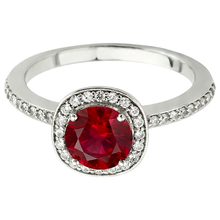 Afbeelding in Gallery-weergave laden, Natuurlijke (niet labgekweekt) 2.50 Karaat Rode en Witte Ronde Robijn Ring Sieraden Witgoud 14K