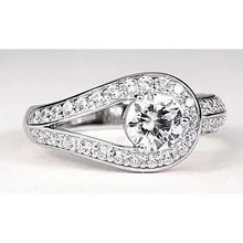 Afbeelding in Gallery-weergave laden, 2,50 Karaat Ronde Echt Diamanten Ring Unieke Schachtstijl Witgoud 14K